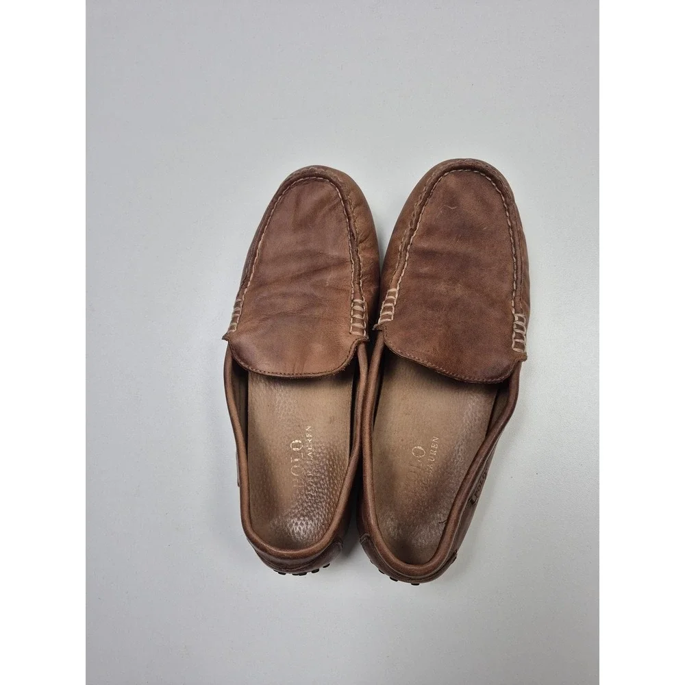Polo Ralph Lauren Woodley Shoes Mens Size 8.5 D Brown Leather Loafers Driving